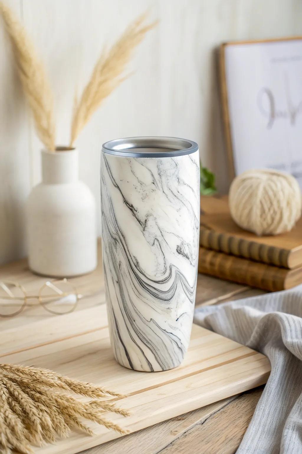 Embrace refinement with this spectacular granite pattern tumbler, where simplicity meets sophistication.