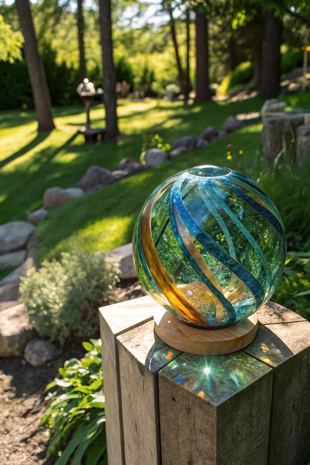 Illuminate your garden through the timeless beauty of handcrafted glass ornaments.