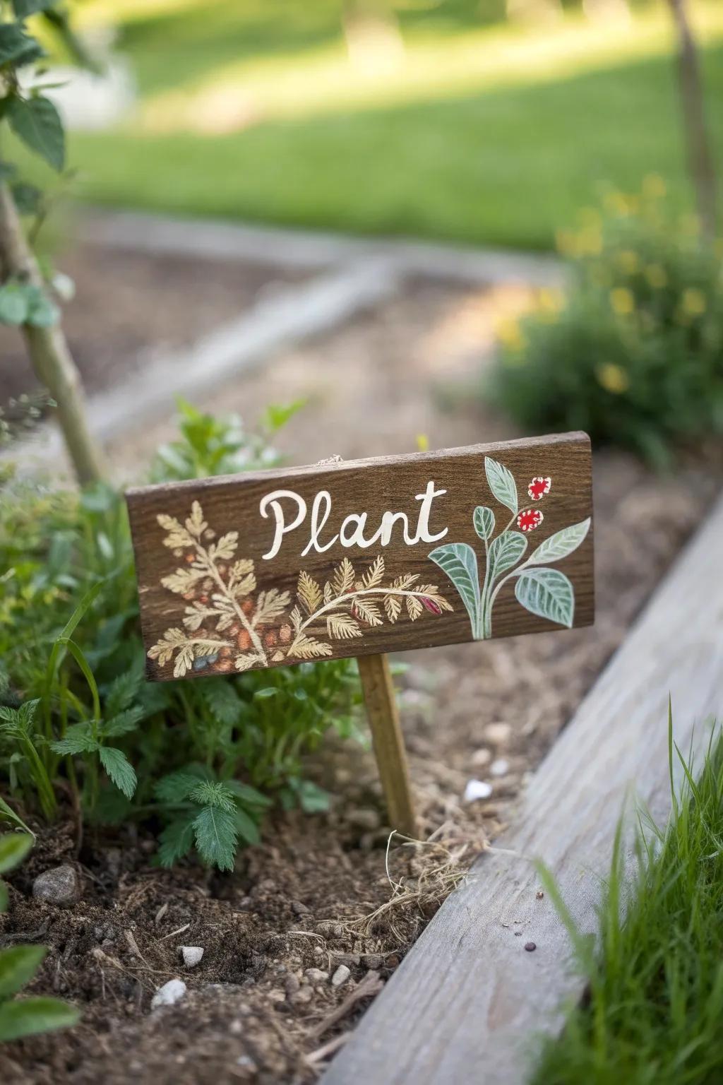 Introduce an element of handcrafted sophistication to your garden through these charming hand-painted markers.