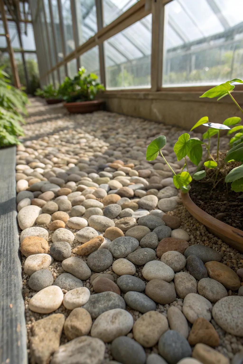 Step into serenity with the soothing texture of pellet grit underfoot.