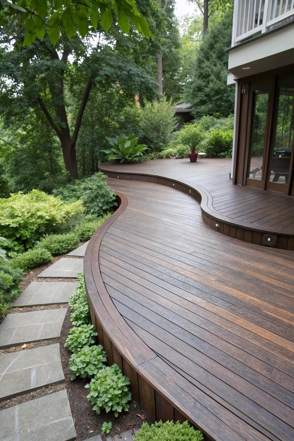 Elevate Your Outdoor Area Through a Custom-Shaped Deck That Distinguishes Itself Through Elegance and Artistry.