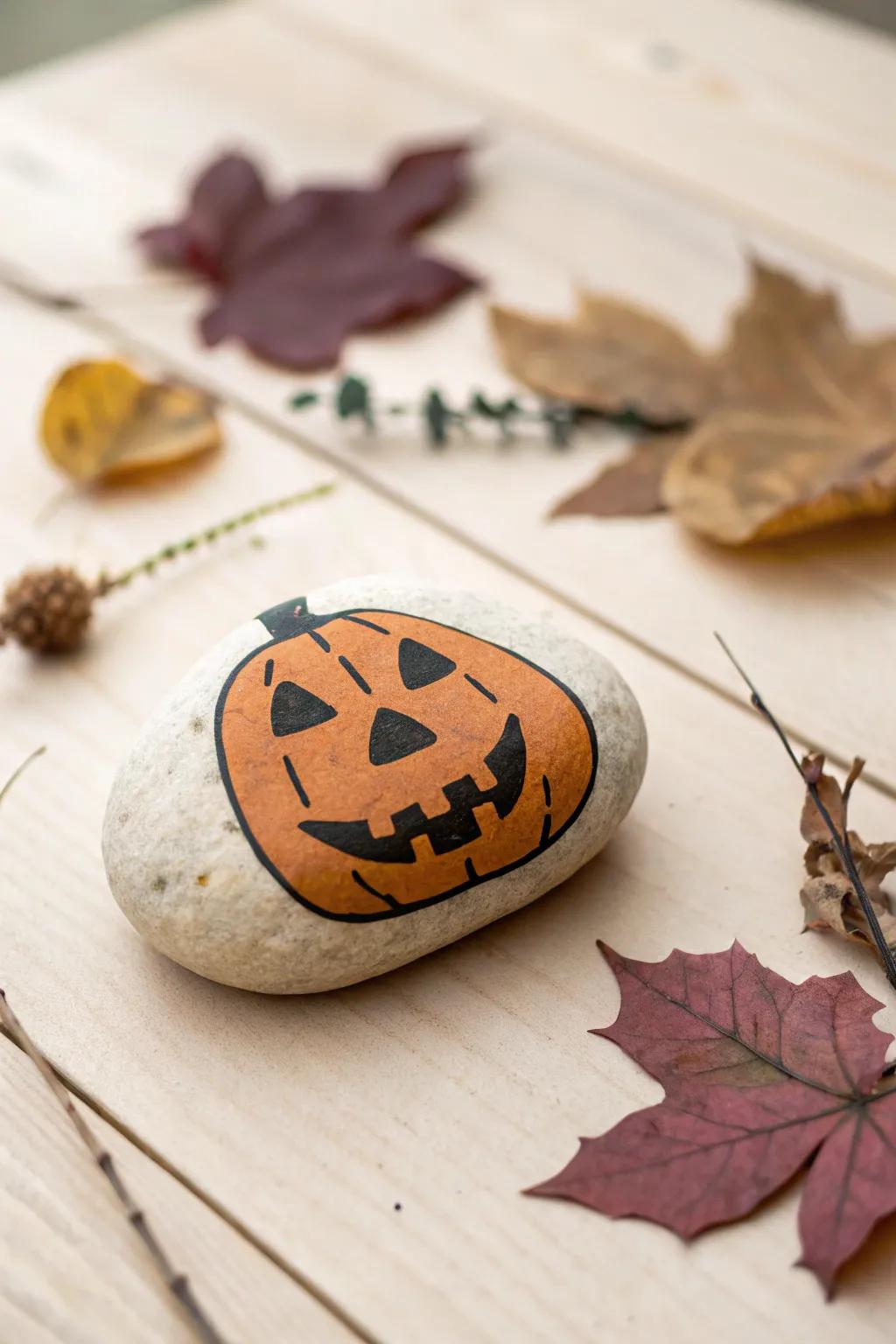 Embrace the natural splendor of All Hallow's Eve using this minimalist Illuminated Gourd stone artistry.