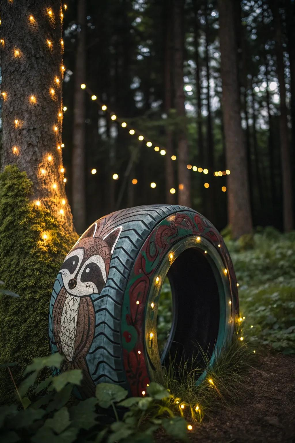 Transform your space using a hint of magic: Enchanted Woodland Tires for a whimsical Halloween display.