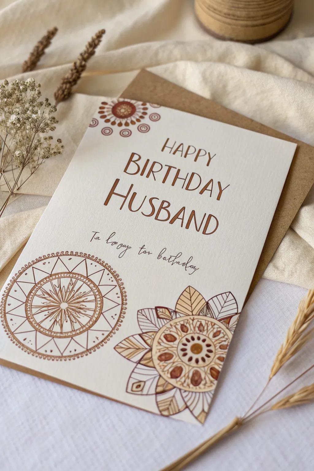 Crafted with love: A minimalist birthday card adorned with intricate stamps for that special someone.