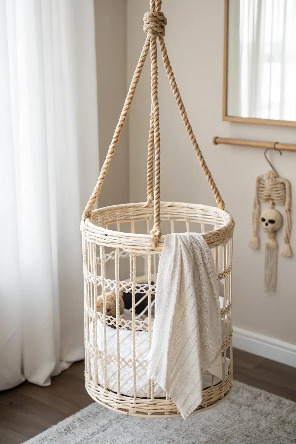 Elevate your Halloween scene through simple charm: DIY suspended confines for a dash of spooky elegance.