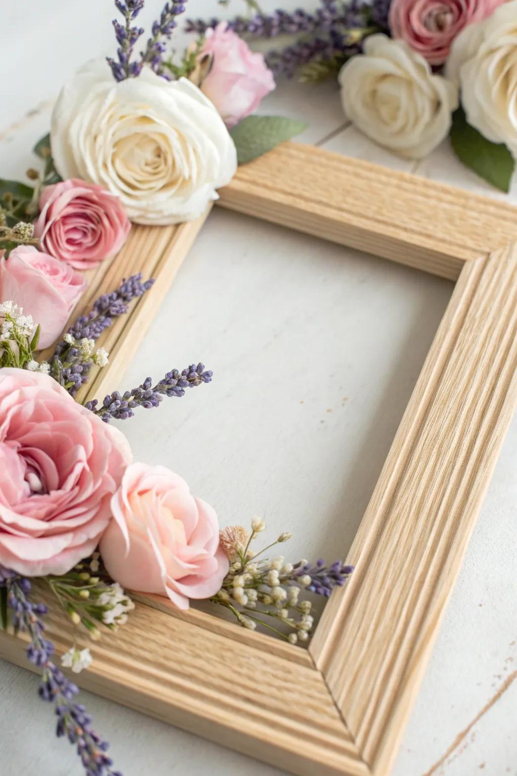 Infuse a whimsical accent into your decor with a floral-adorned frame - effortlessness converges with bohemian elegance.