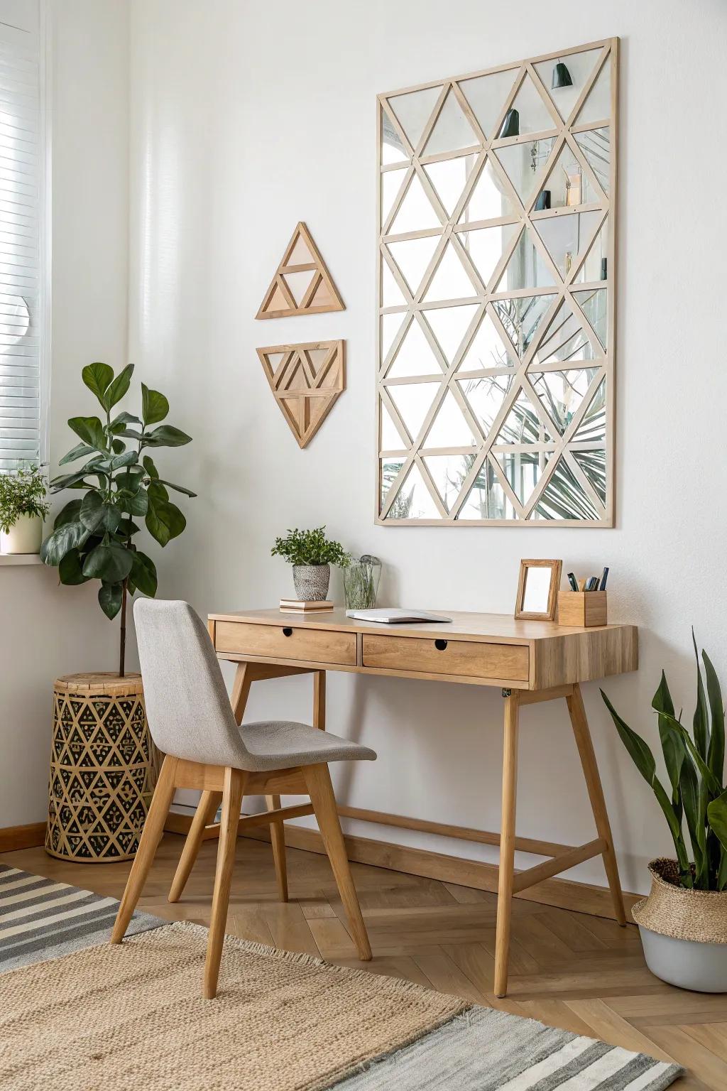 Uncover the equilibrium of mirrored tessellations: where simplicity harmonizes with sophistication in reflective art.