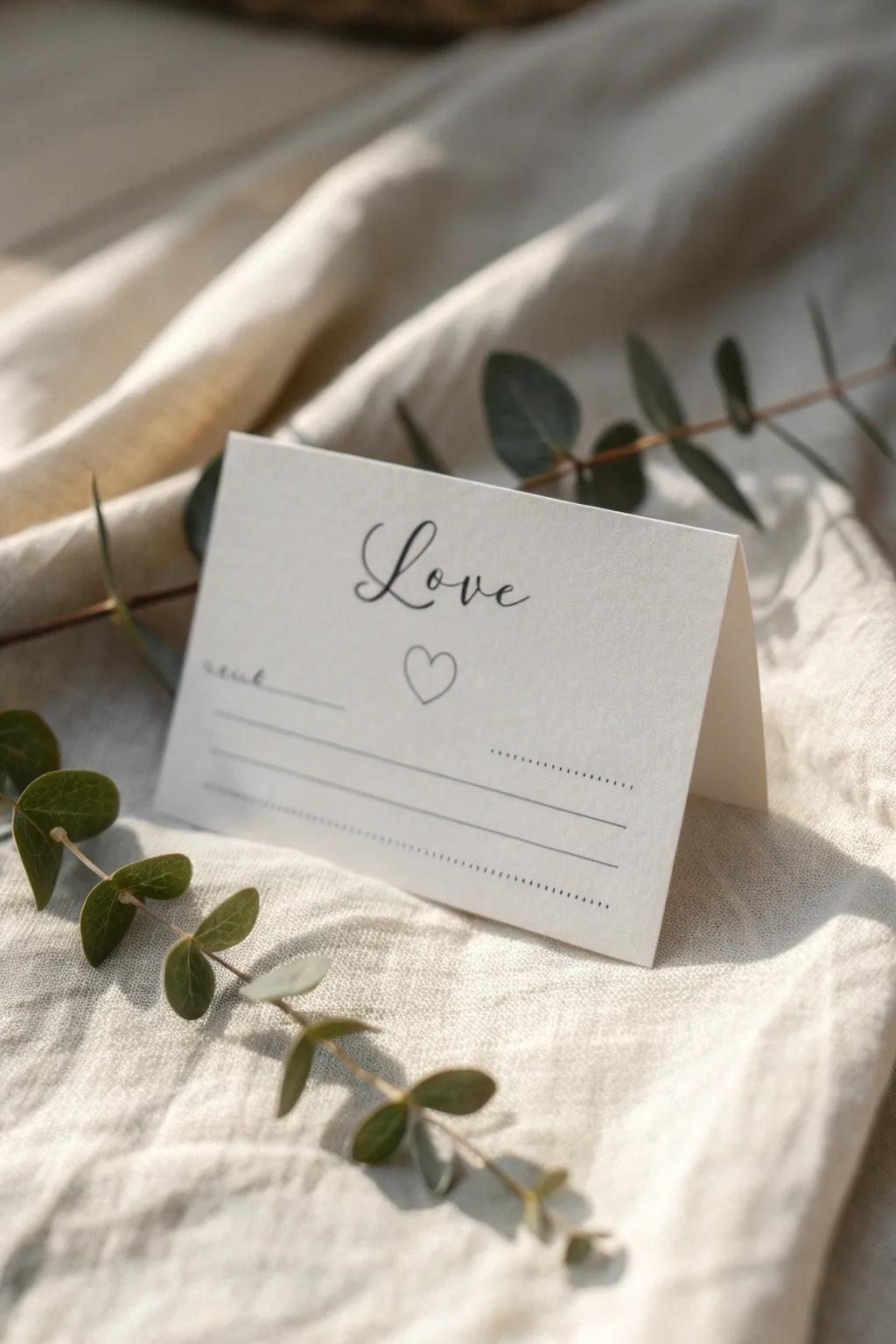 Crafted with love: A minimalist Scandinavian love coupon to inspire romantic gestures.