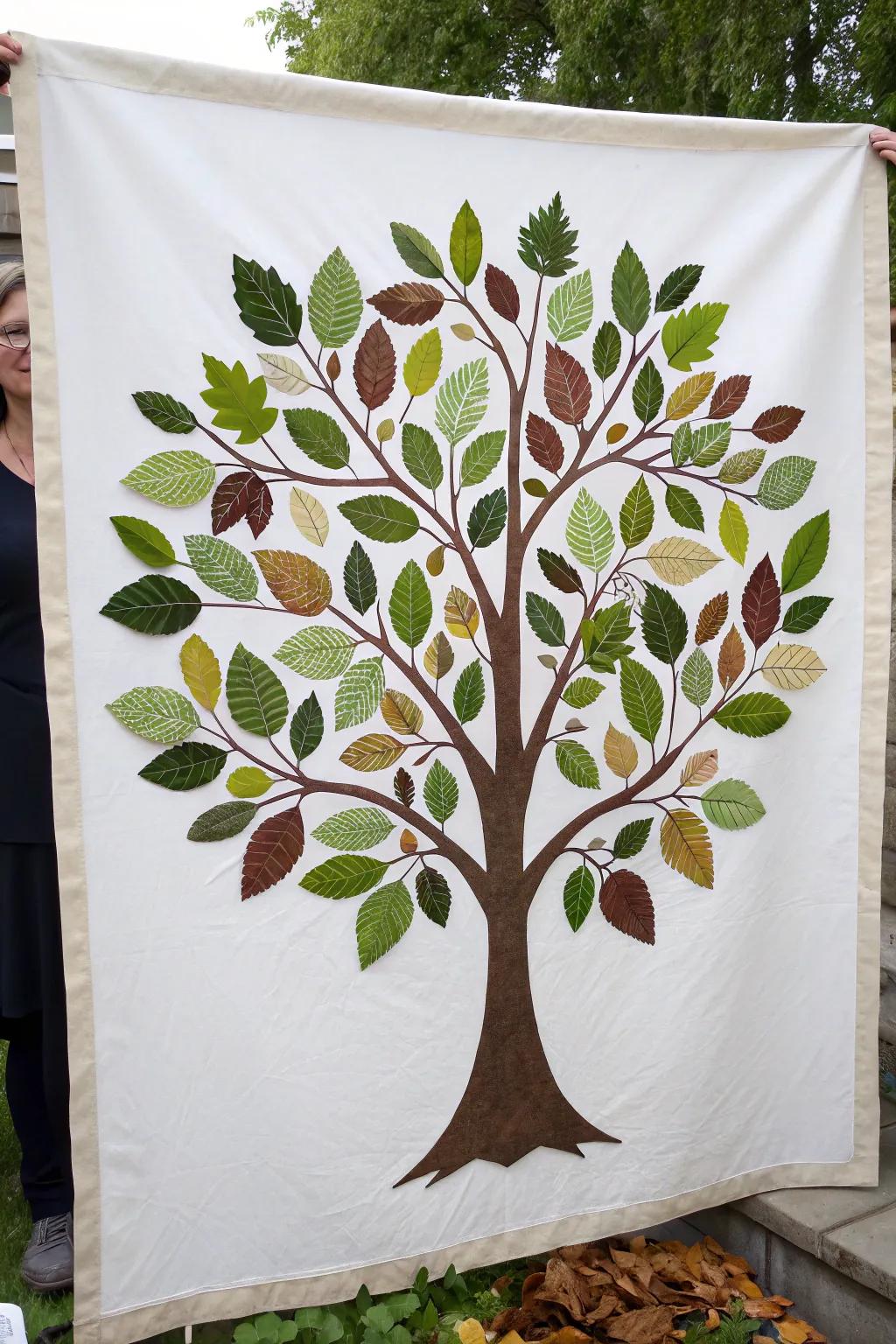 Revere nature's elegance with a foliage-crafted tree outline that embodies minimalist beauty.