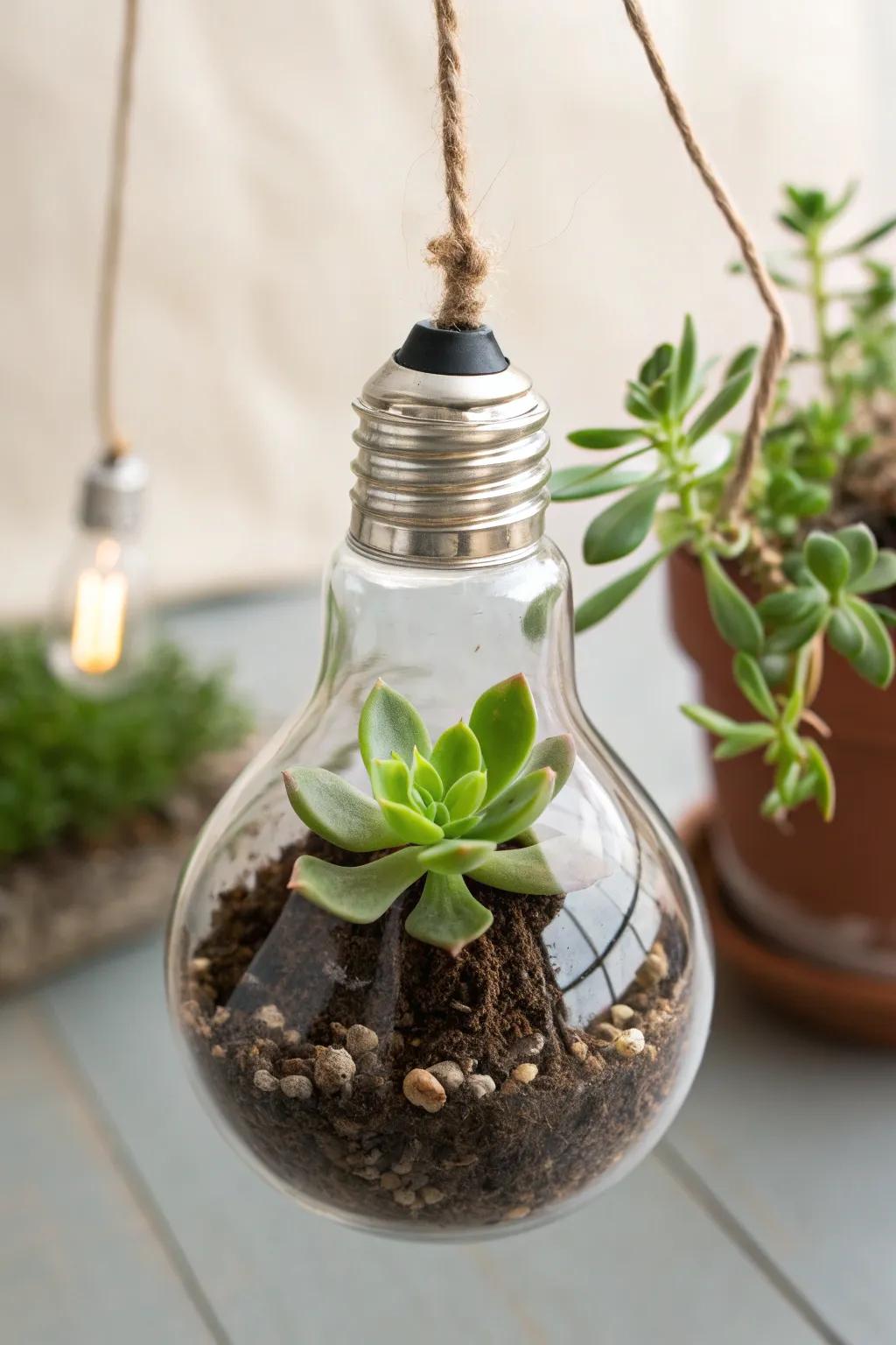 Usher minimalist grace to your workspace with a bulb greenery-box, where nature encounters craftsmanship.