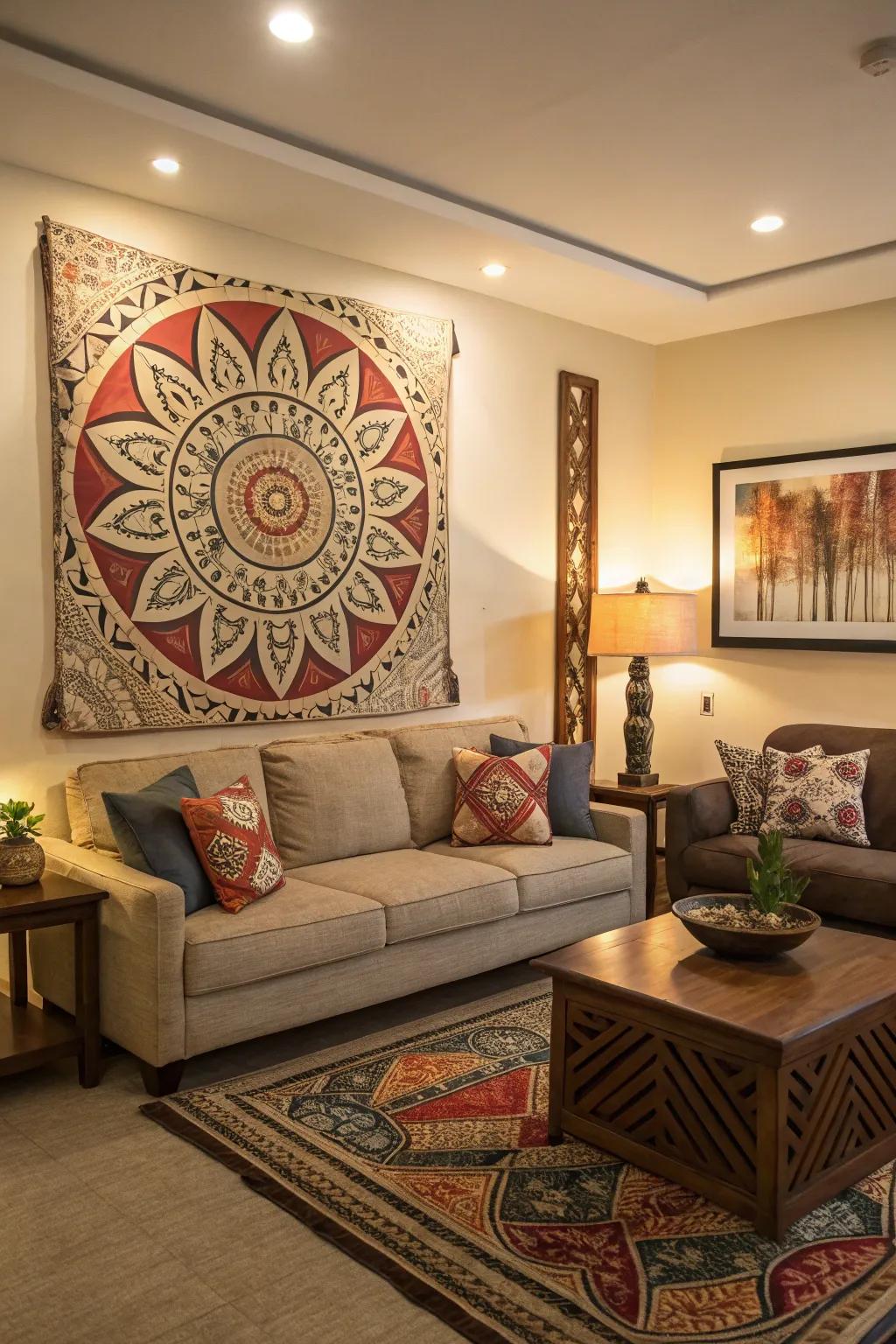 Embossed wall design introduces an artistic impression effortlessly.