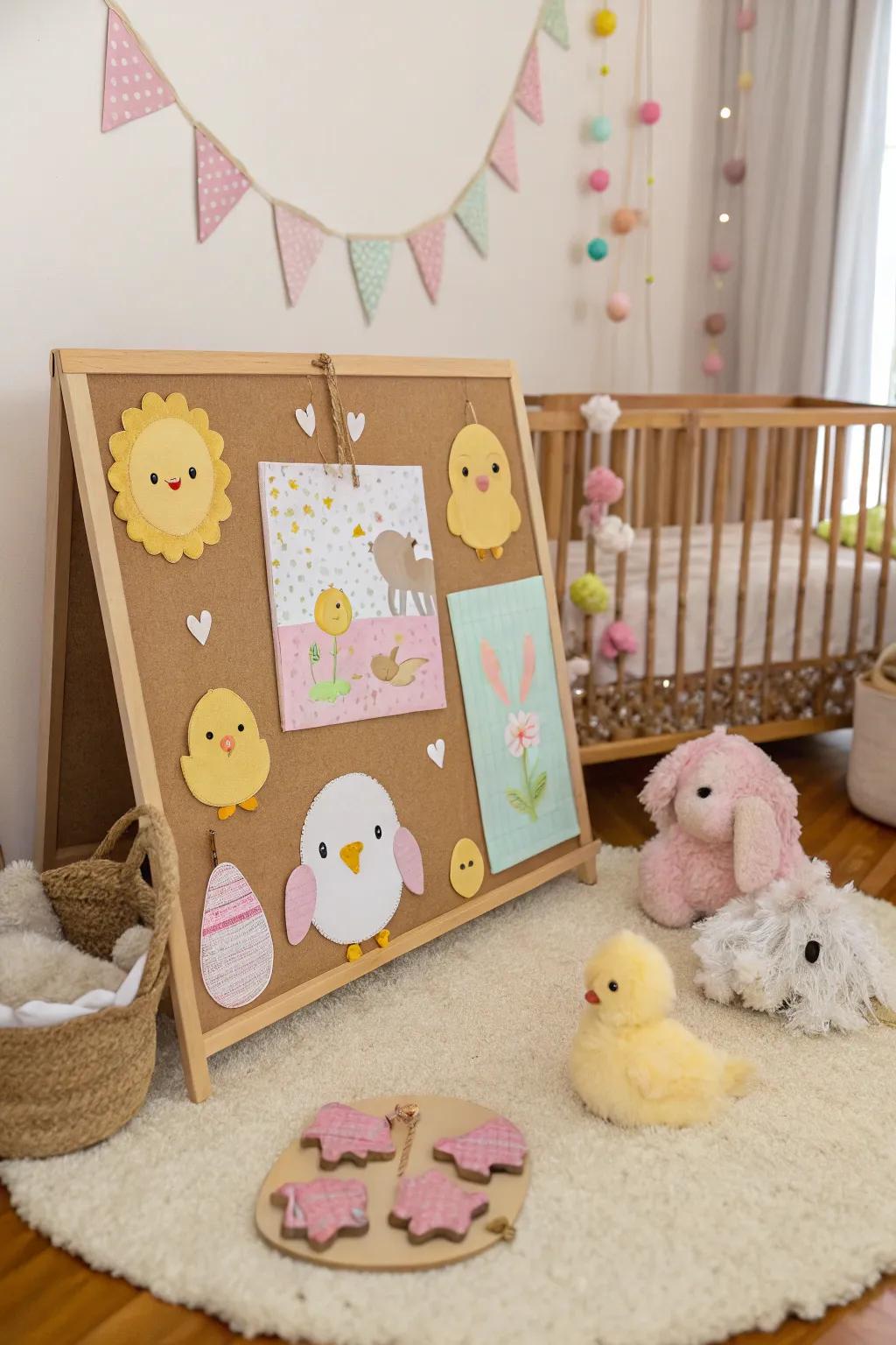A heartwarming display board featuring springtime baby animals.