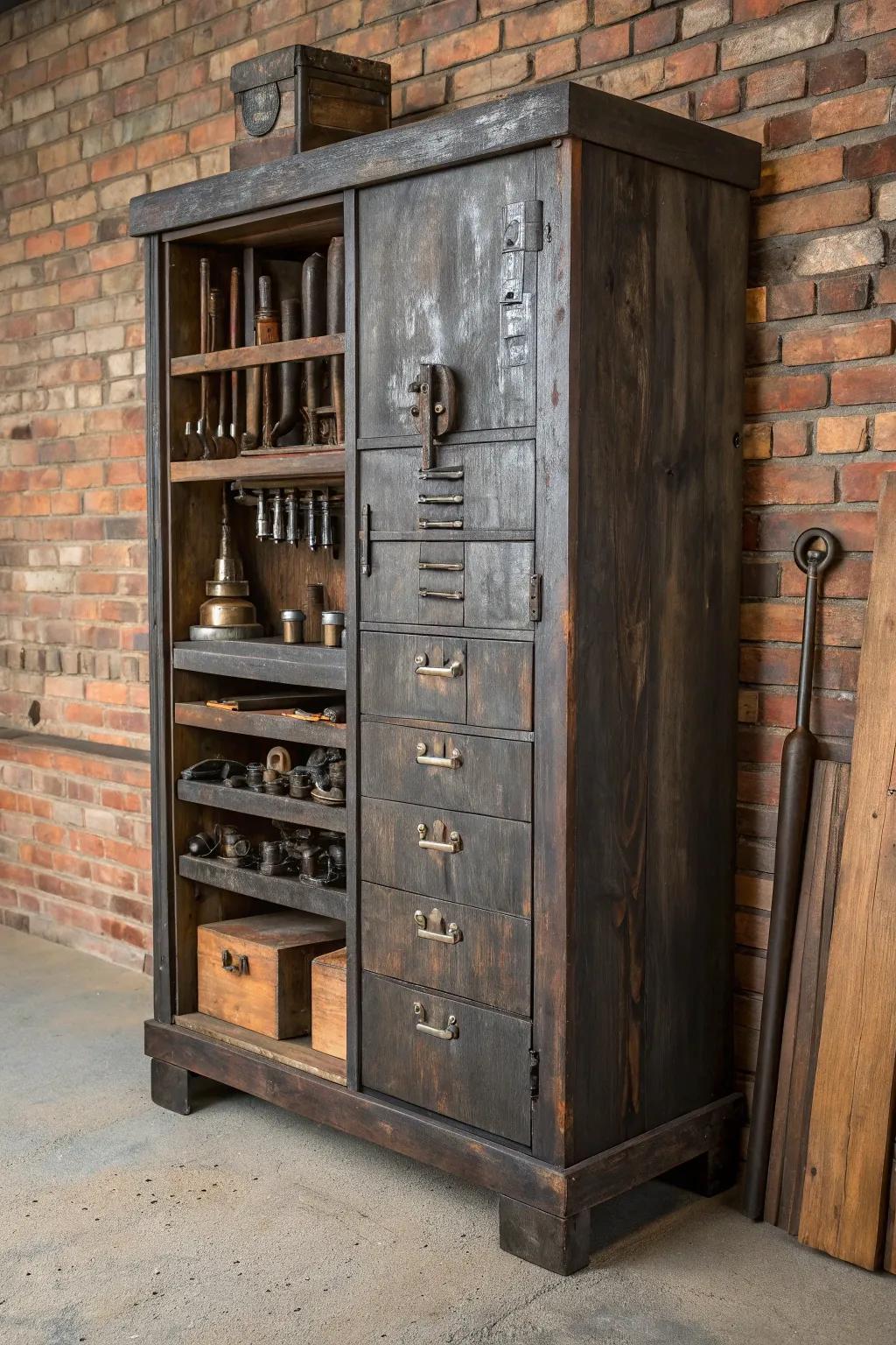 Transform your workshop with a reimagined cabinet—where vintage appeal meets practical craftsmanship.