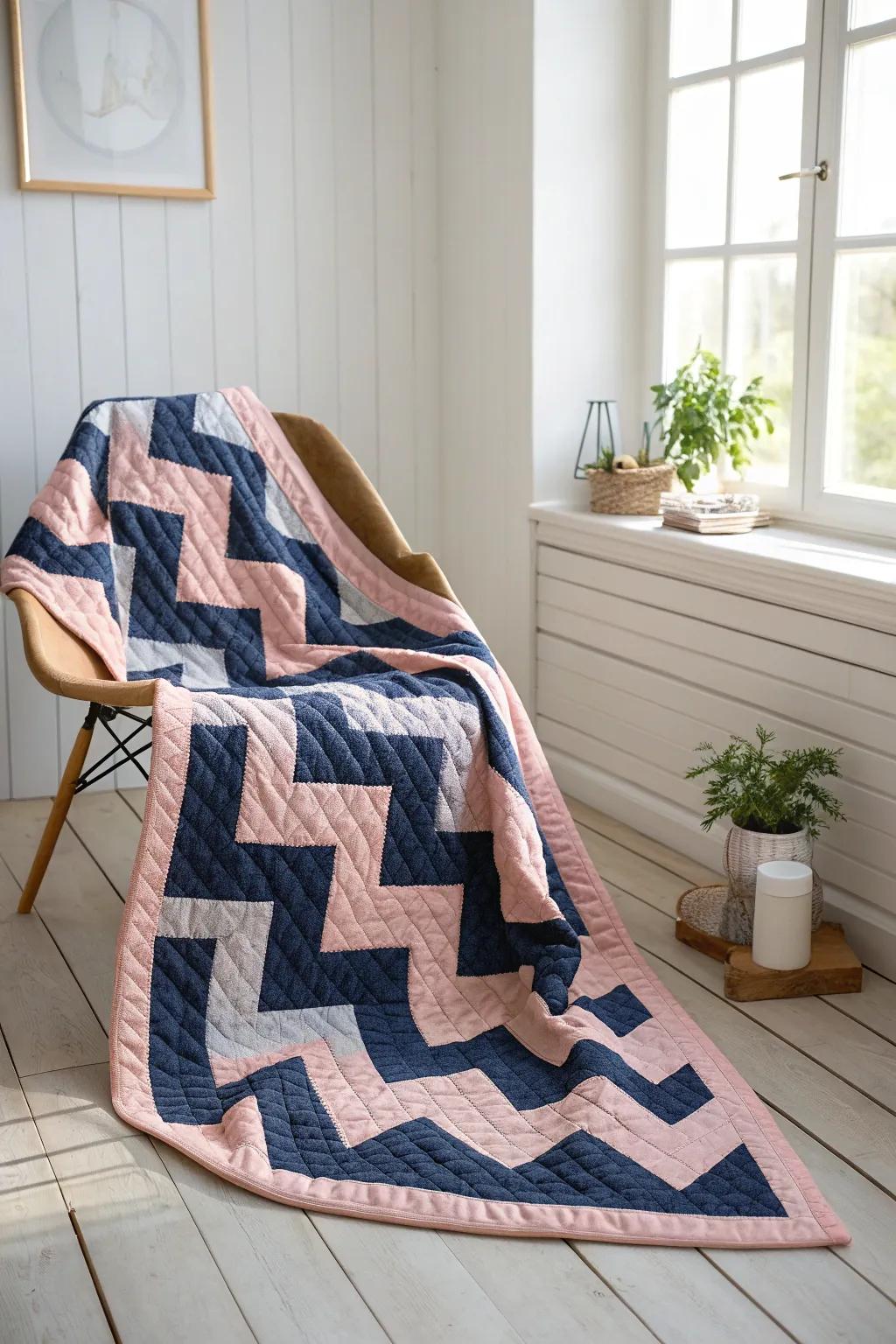 Infuse a dash of Chevron Enthusiasm into your quilt for a lively and rhythmic border!