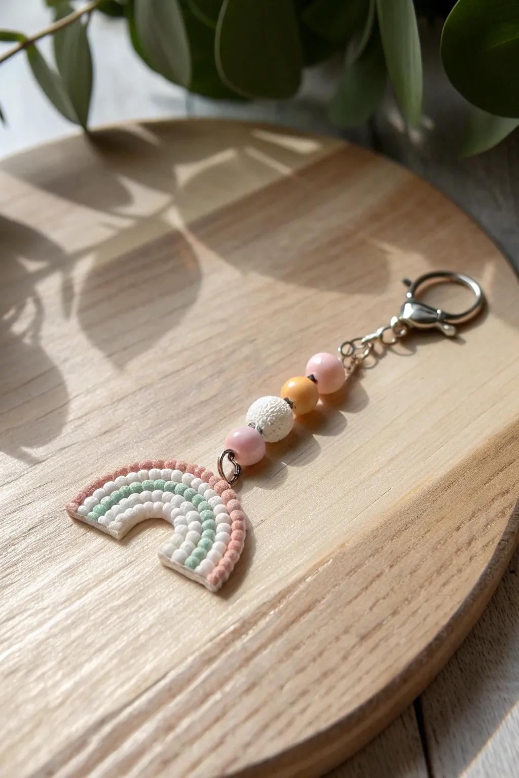 Add a touch of color and craftsmanship to your day with this charming beaded keychain, where Scandinavian minimalism meets boho beauty.