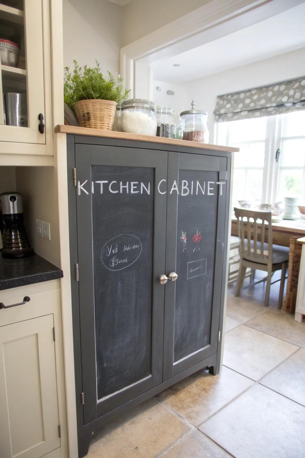 Chalkboard cupboard facades inject a playful and practical accent.
