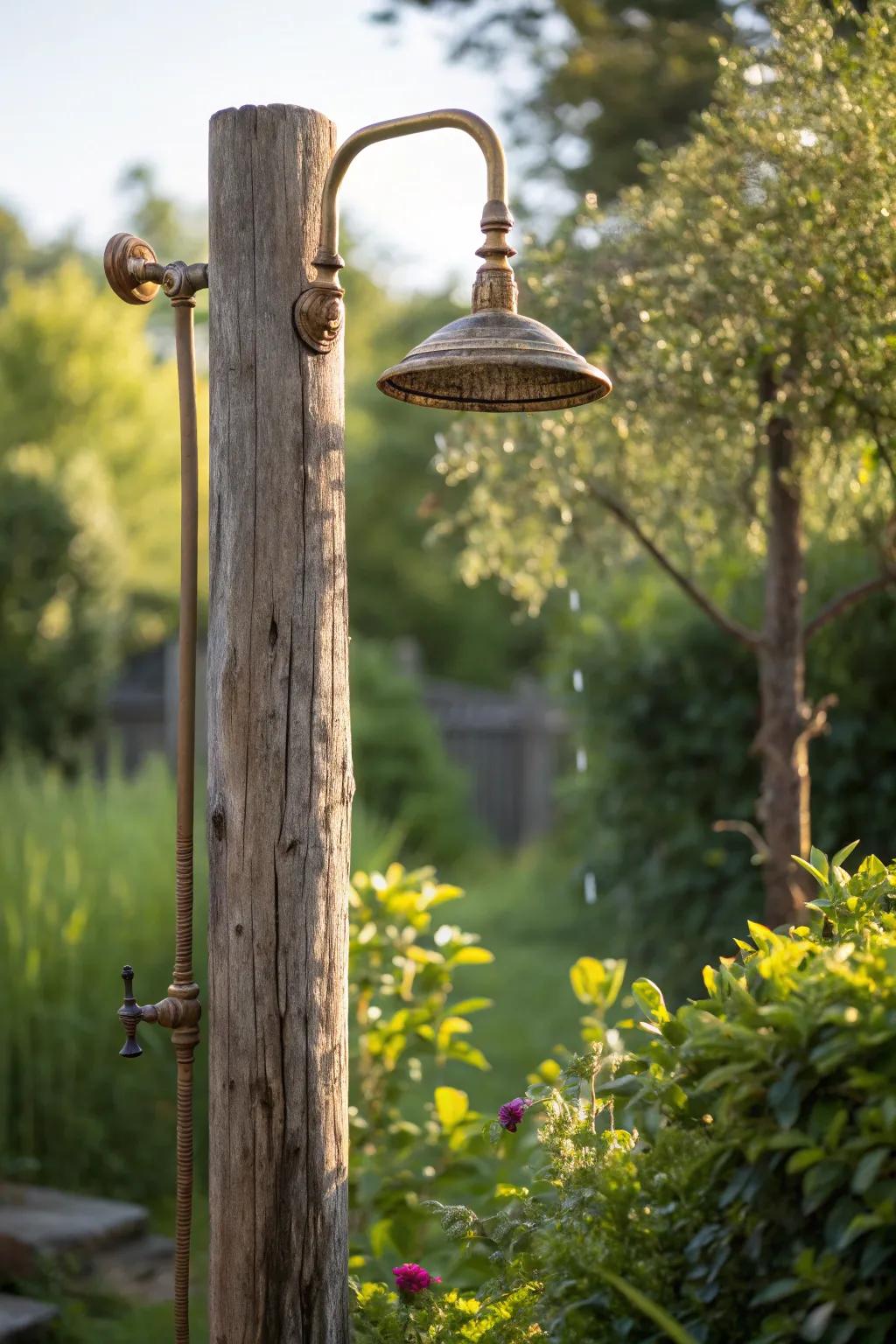 Rediscover the allure of craftsmanship, showcased in this vintage-inspired exterior ablution.