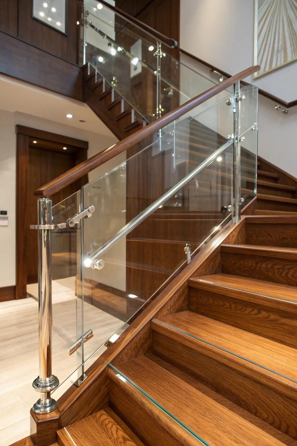 Elevate your stairway design with elegant light-passing supports for a modern, sophisticated touch.