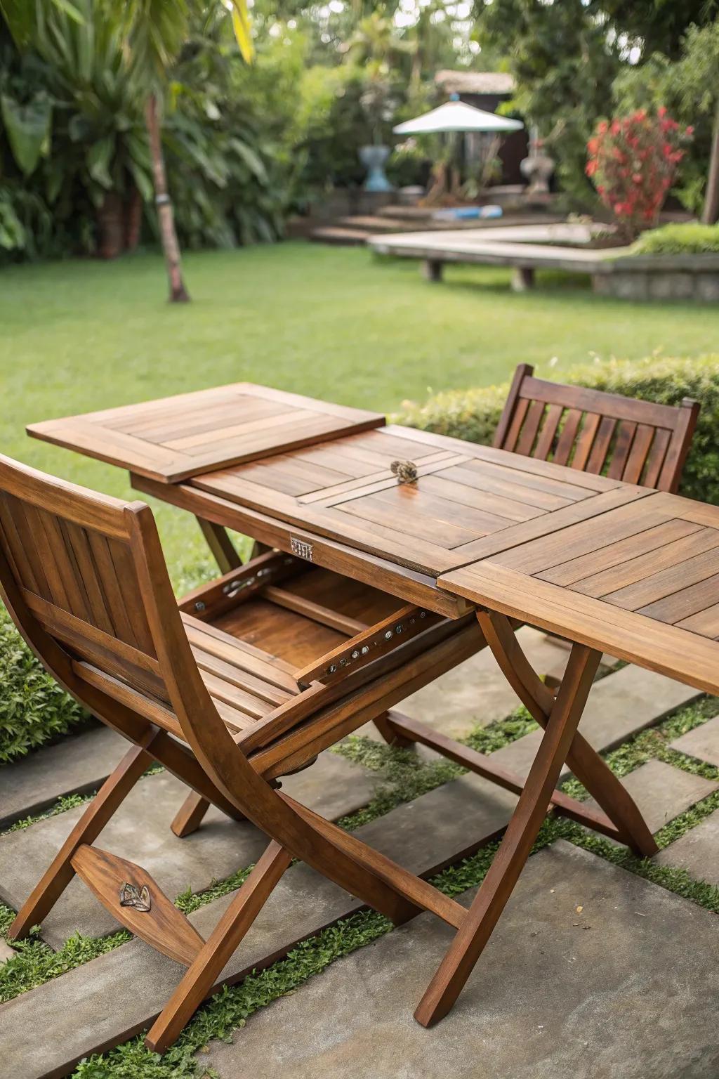 Ingenious Craftsmanship: A Foldable Dining Table for Your Outdoor Retreat