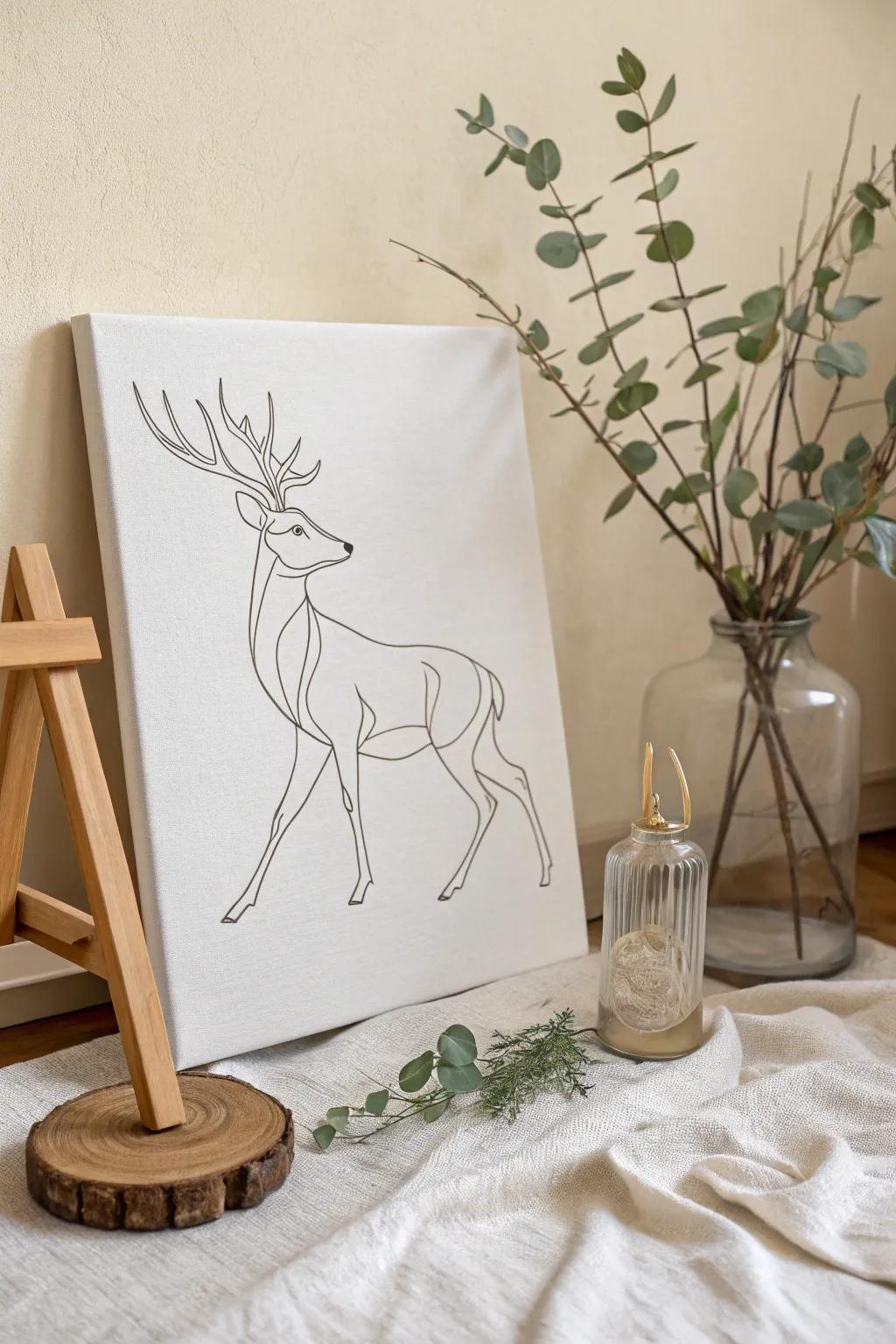 Embrace the elegance of simplicity with this minimalist line art deer, a perfect blend of Scandinavian minimalism and Boho charm.