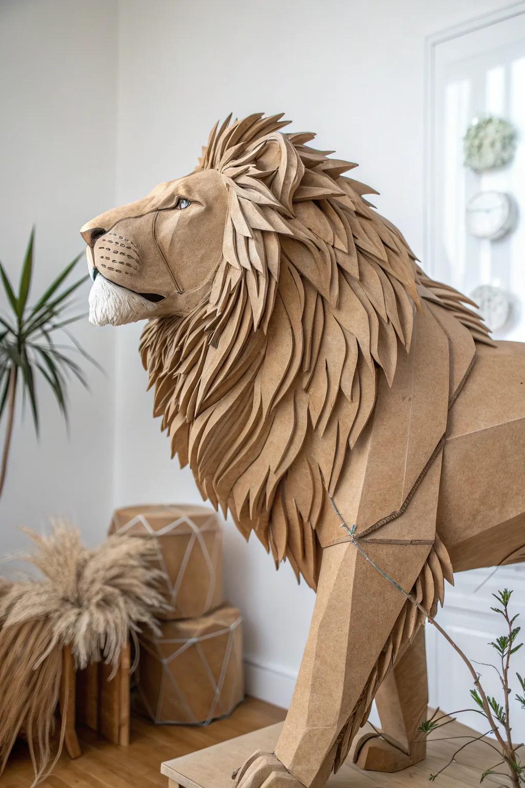Embrace the untamed elegance of handcrafted beauty with this majestic paper mache lion.