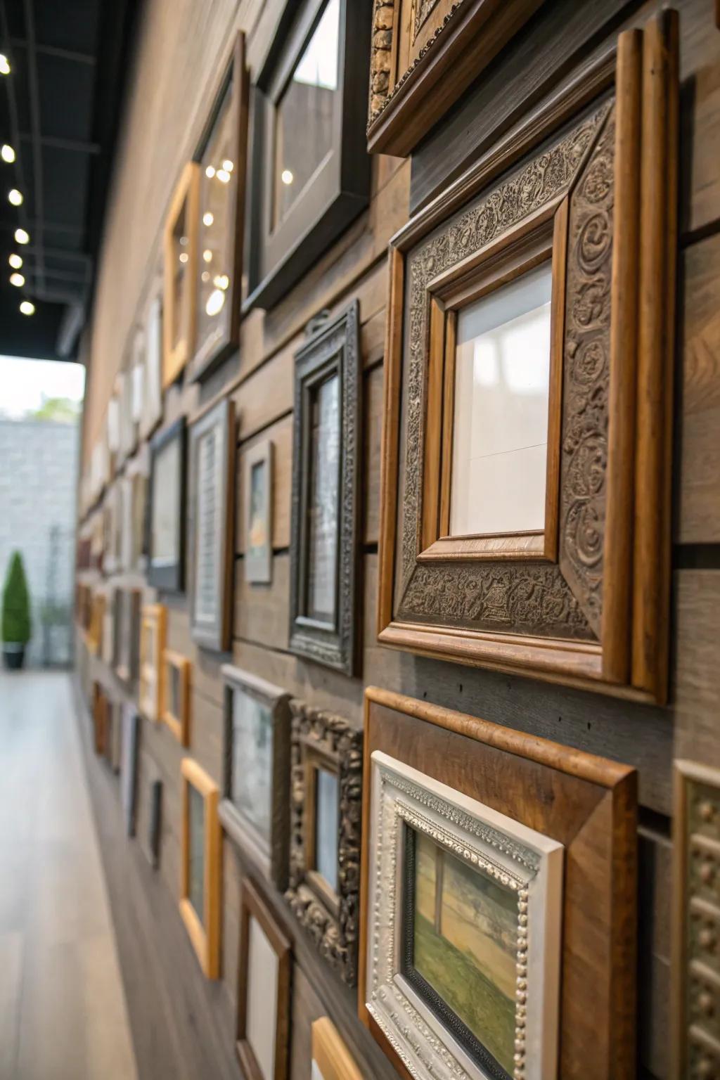 Combining textures brings dimension and interest to the gallery wall.