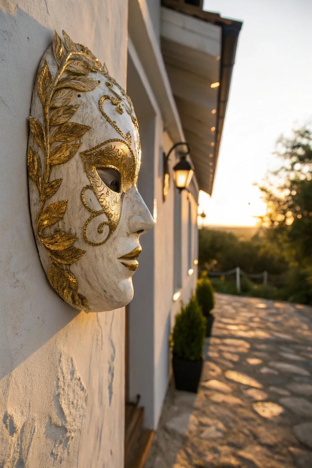 Appreciate the beauty of metallic magic with a handcrafted gold leaf form that glows in the afternoon sunlight.