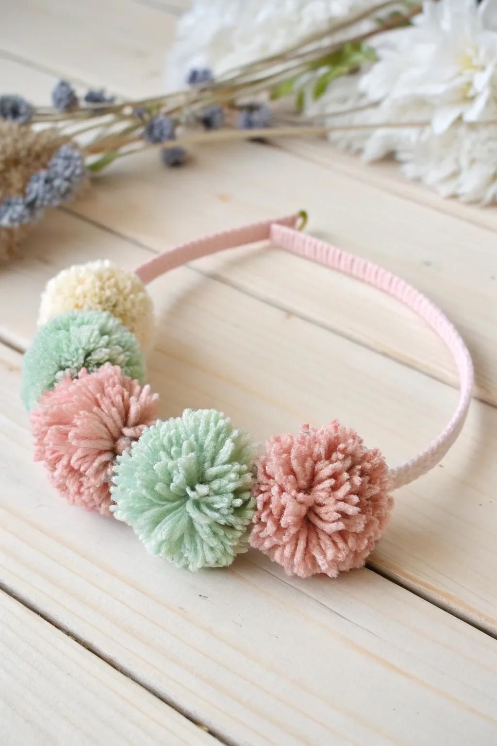 Introduce a hint of whimsy to your appearance with this sweet pom pom forehead band, where Scandinavian simplicity converges with Boho flair.