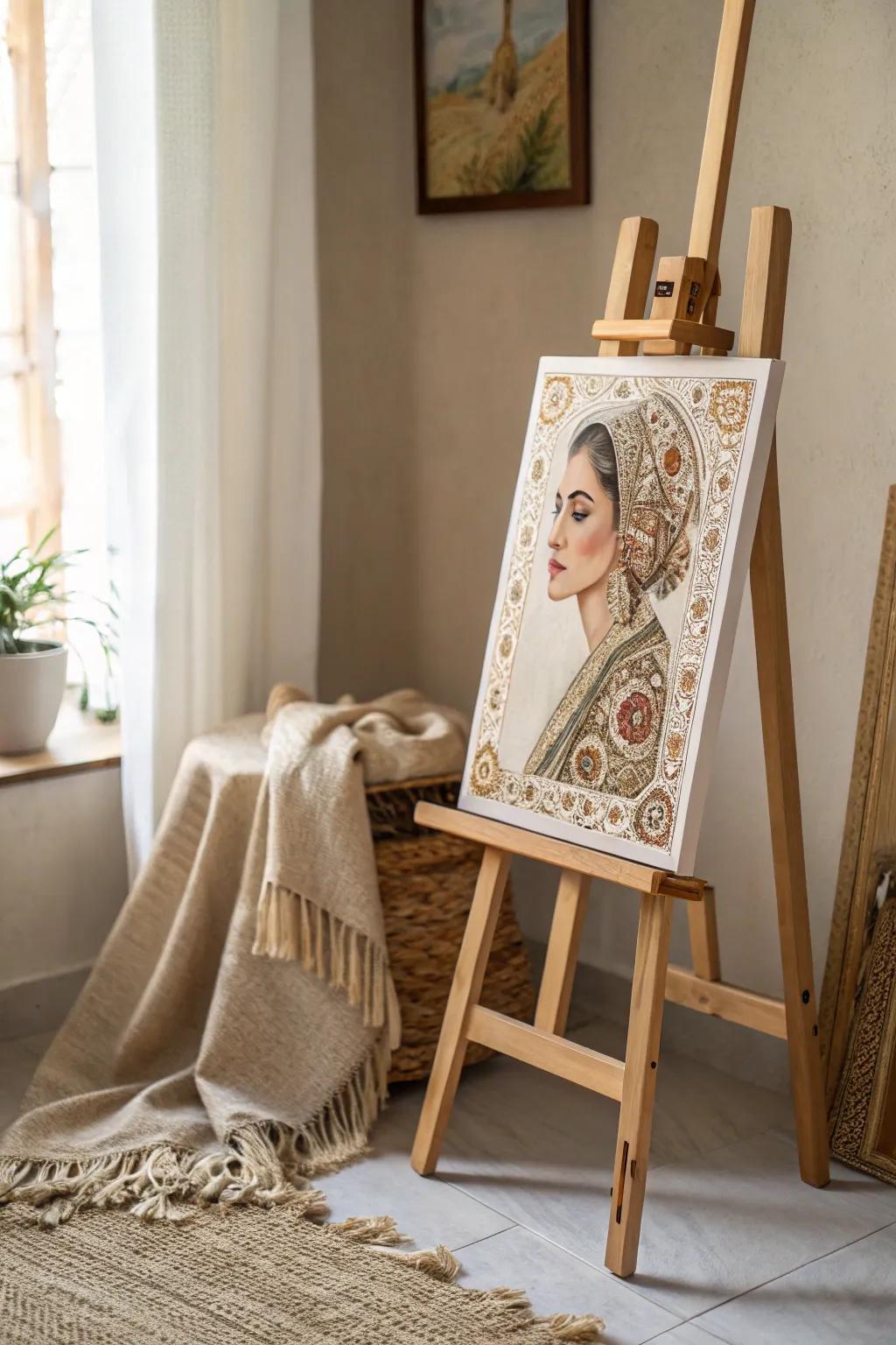 Celebrate the grace of tradition with a hint of contemporary minimalism. Allow cultural patterns to give vibrancy to your portraits.