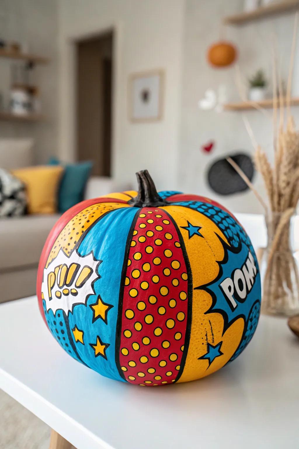 Turn your pumpkin into a trendy visual art masterpiece – where vibrant colors meet minimalist charm!