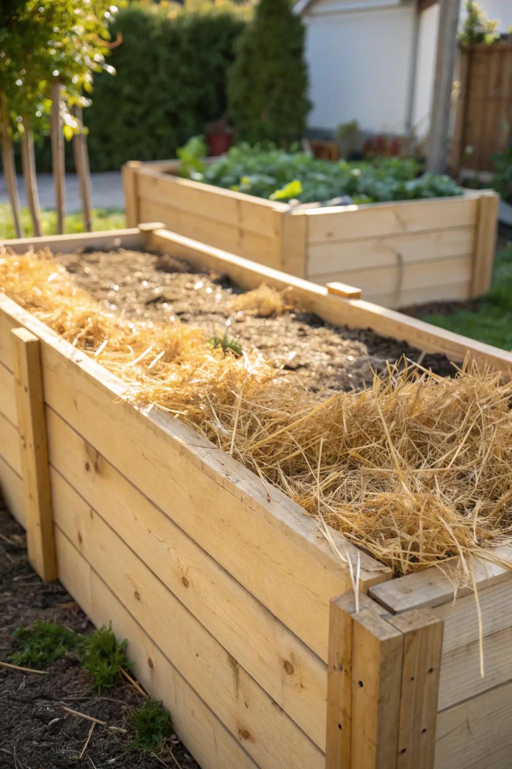 Elevate your garden with the natural beauty of straw for perfect drainage and soil enrichment.
