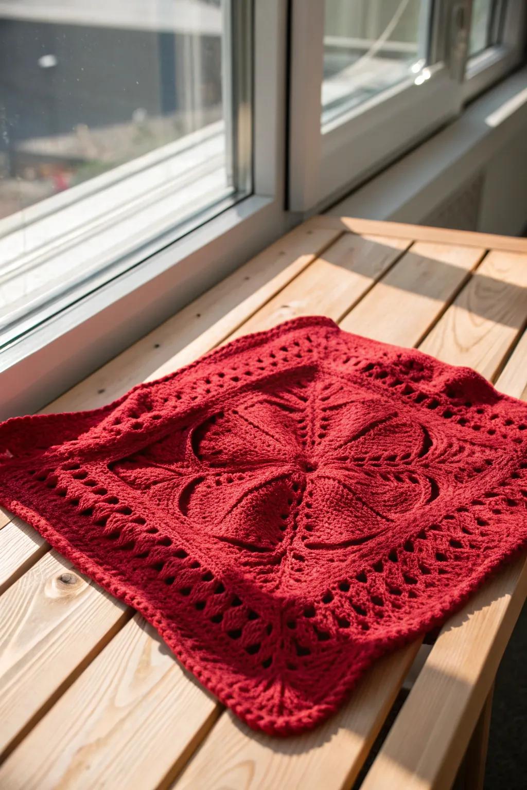 Fashioned Refinement: Impart a burst of warmth with audacious scarlet blanket tiles.