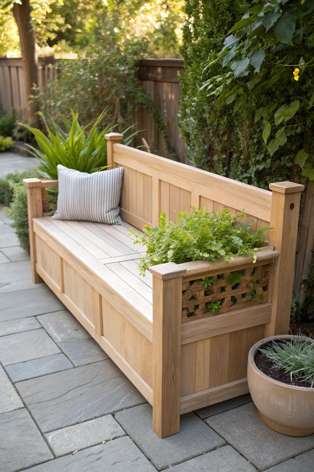 Embrace simplicity and versatility with a stunning planter bench made from a repurposed bed frame. A perfect blend of nature and functionality for your garden.