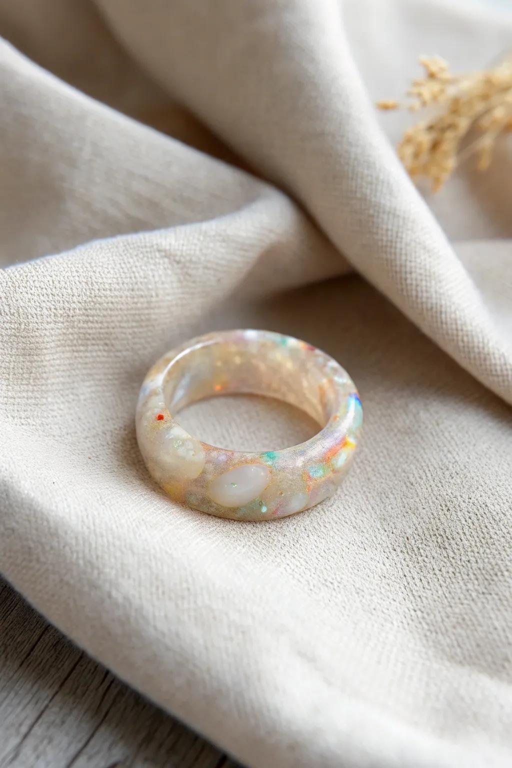 Uncover the enchanting allure of imitation opal resin rings, where skill converges with simplicity.