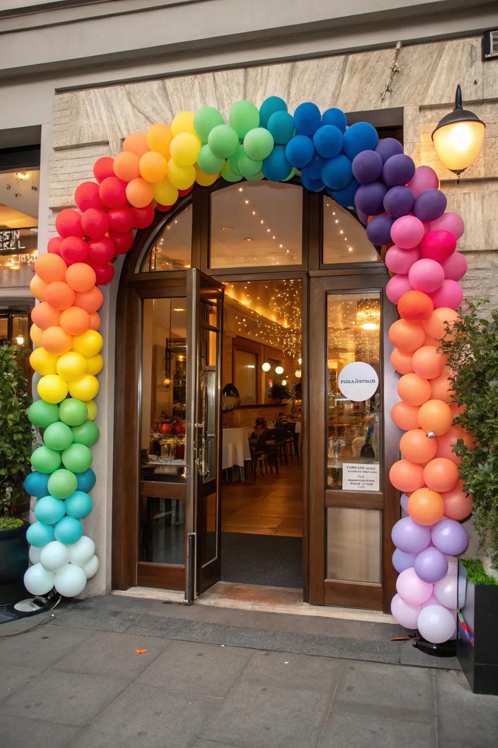 A balloon arch creating an impressive and festive entrance.