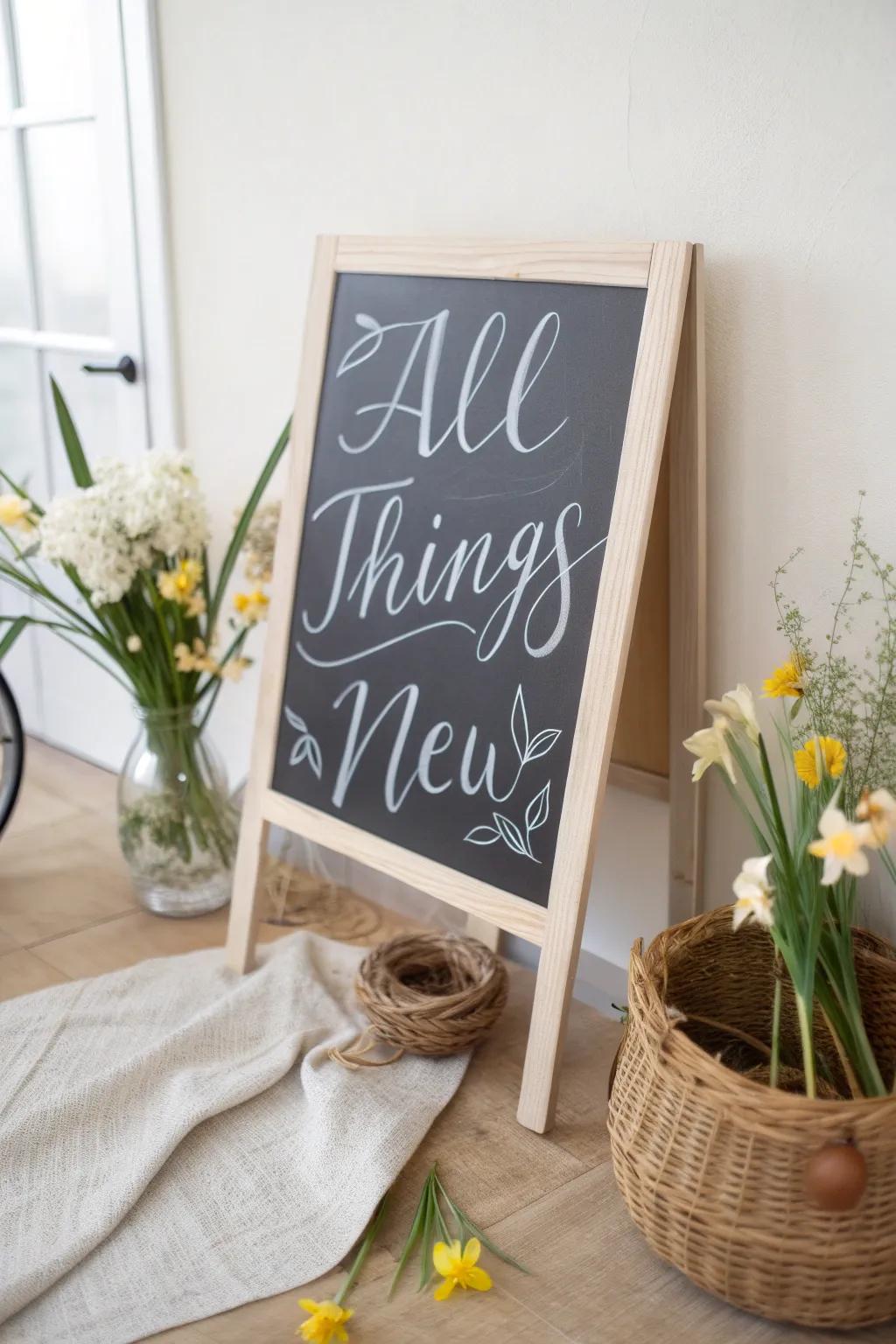 Embrace the season of renewal with inspirational chalkboard artistry. #SpringQuotes #MinimalistArt