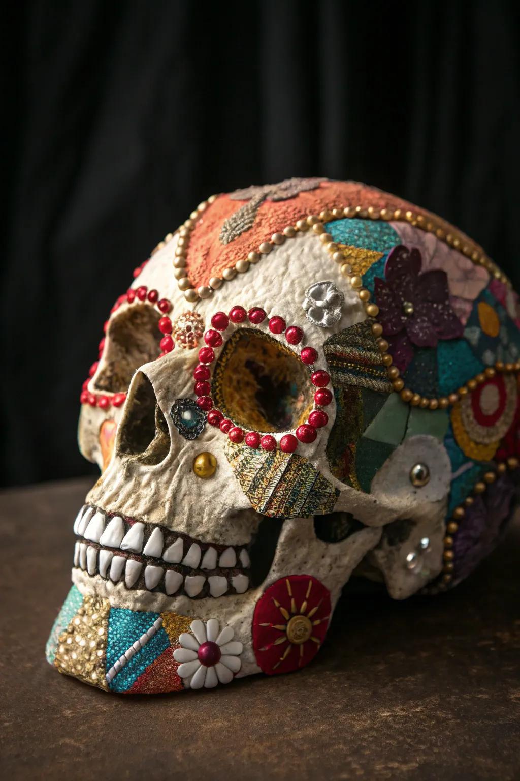 Delve into the creation of combined media skulls, where artistry and craftsmanship intertwine.