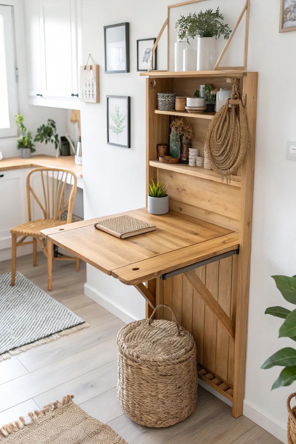 Embrace both elegance and functionality with a beautiful folding table, a harmonious blend of Scandinavian simplicity and Boho appeal.