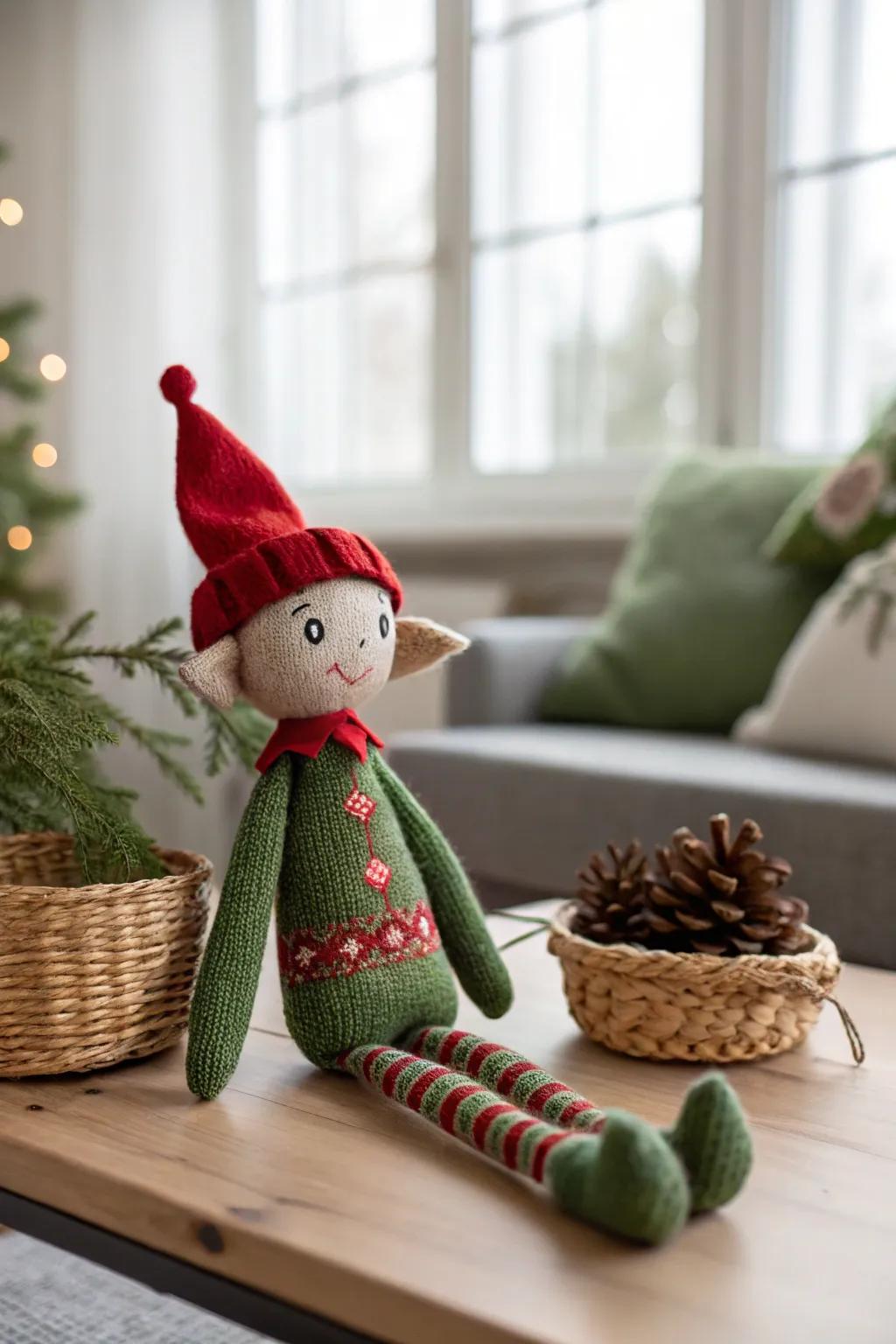 Charm your holidays with a handcrafted sock elf, bringing a touch of minimalist magic to your festive decor.