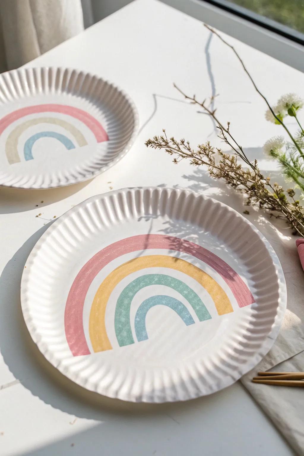 Embrace the delight involving plain ingenuity through this pastel papered plate spectrum.