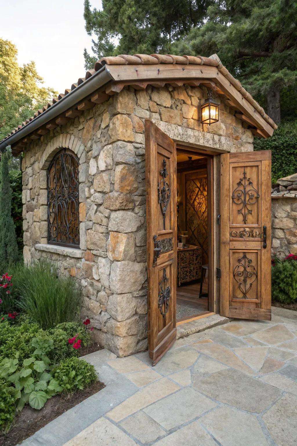 Unlock the allure of your garden via a stone structure that narrates a tale.
