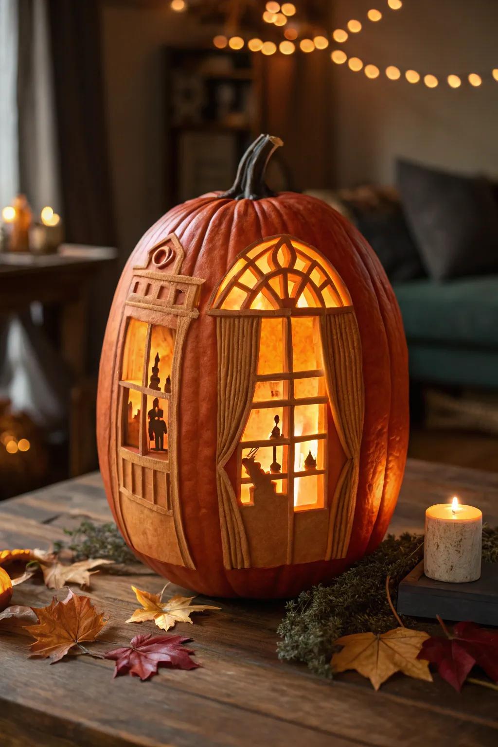 Uncover the artistry within: A gourd transformed into a theater of imagination.