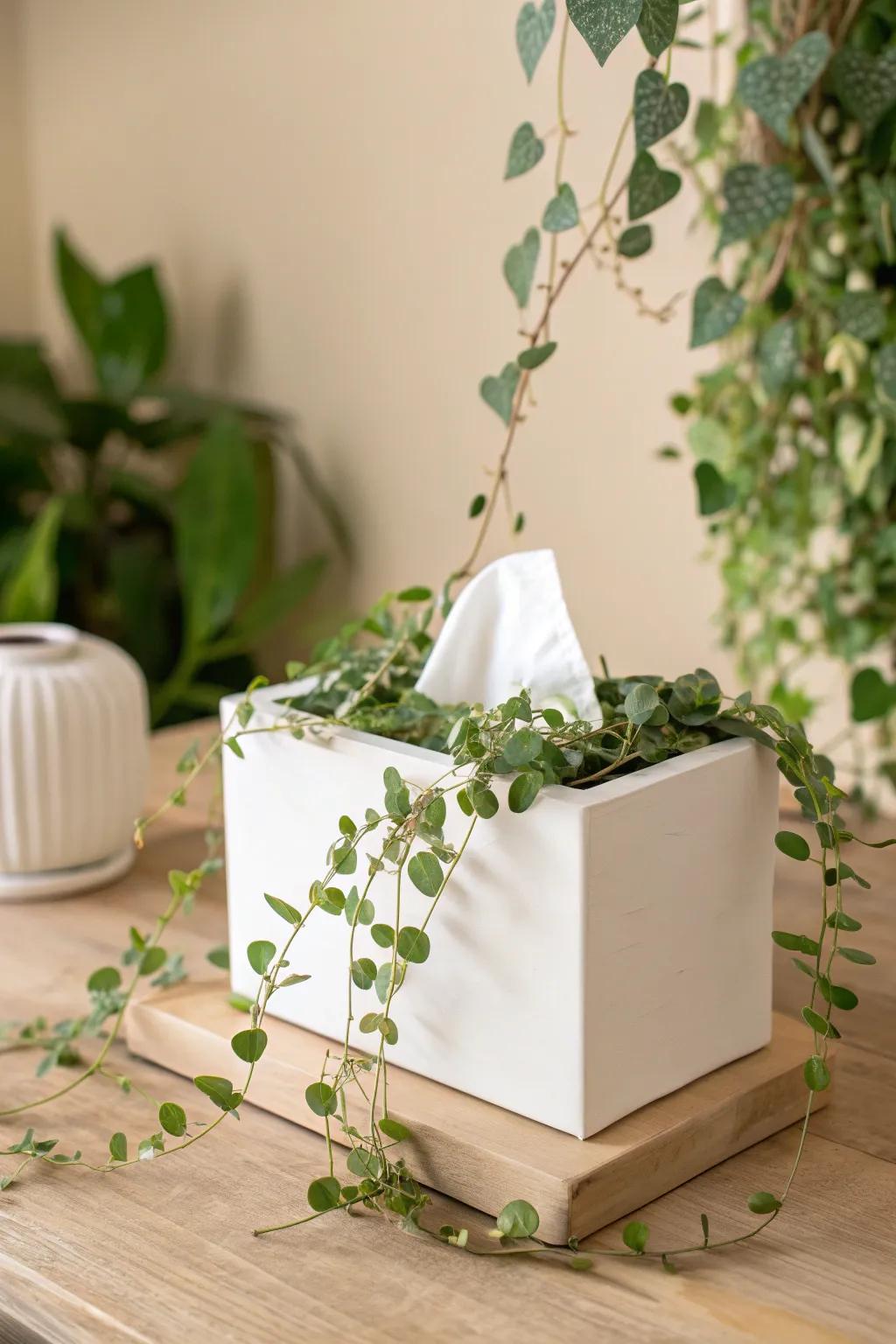 Bring the outside indoors using this garden-inspired tissue box, ideally suited for incorporating a hint of nature to your workspace.