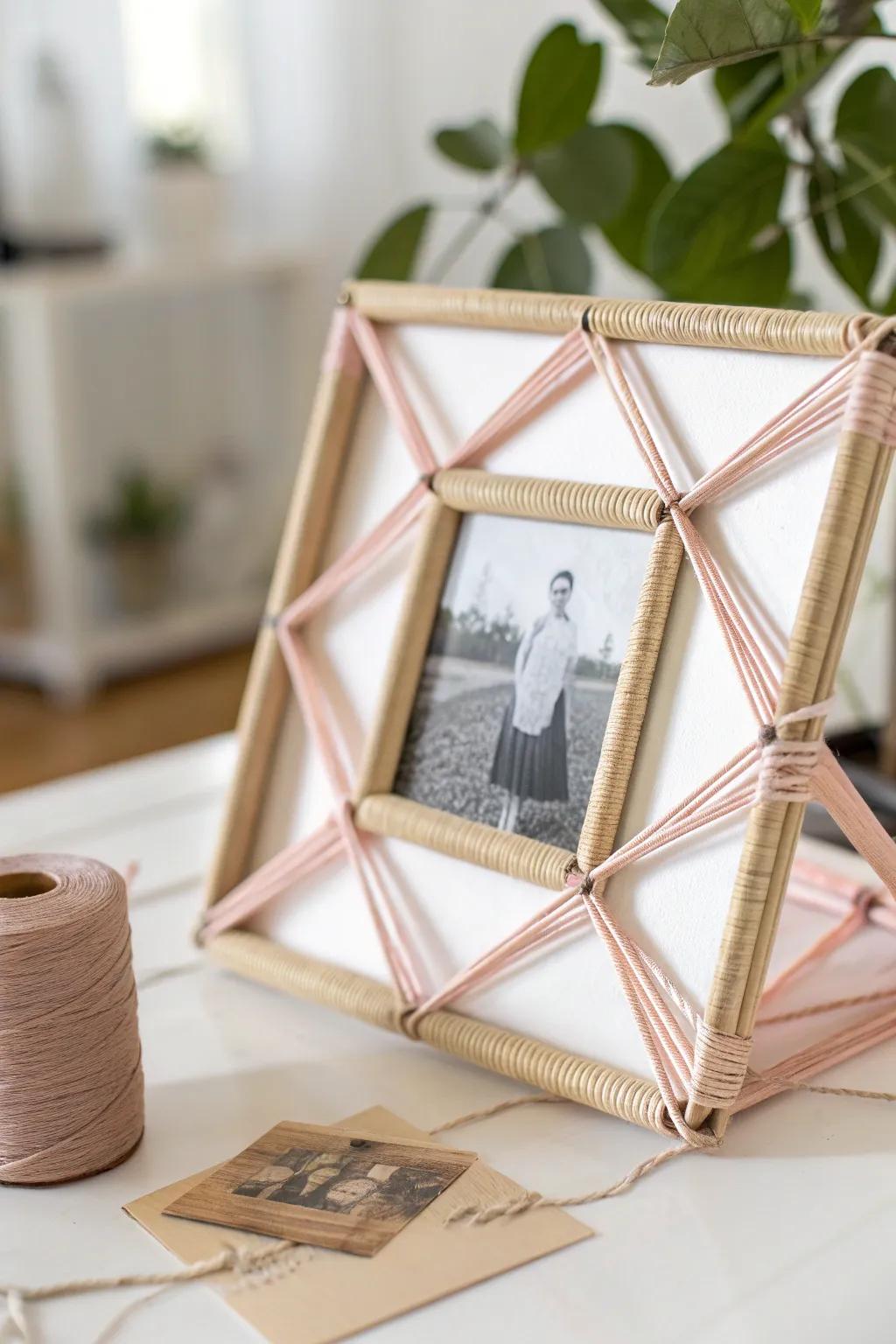 Crafting elegance: Transform simple toothpicks into a stunning picture frame with a touch of texture and charm.