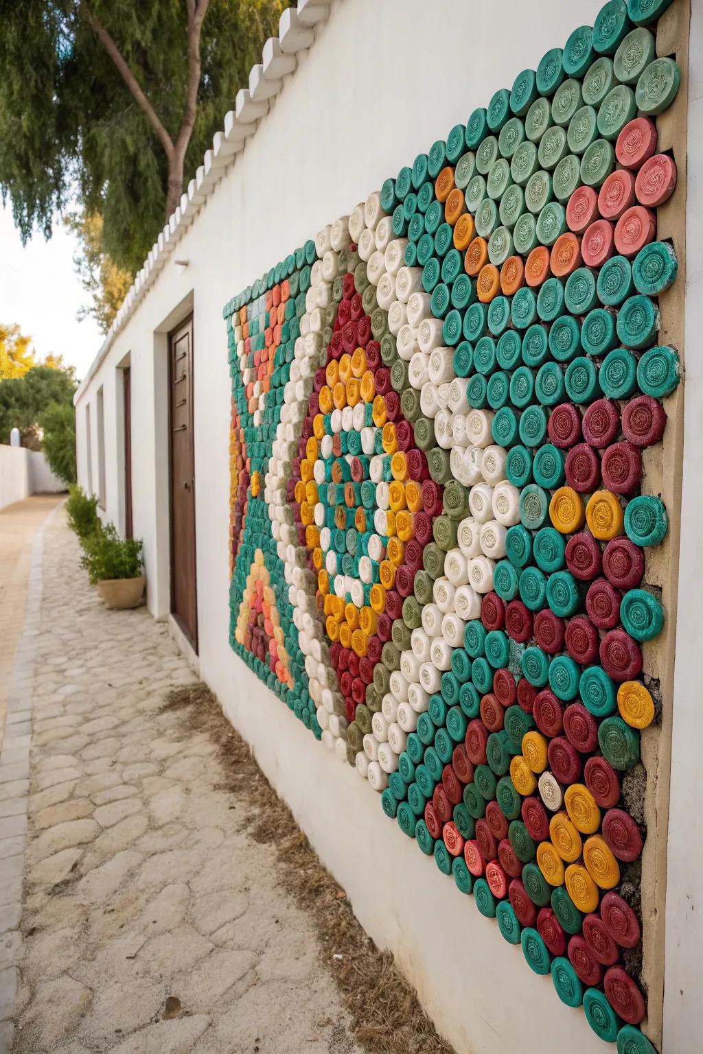 Transform your expanse utilizing the allure of repurposed bottle top mosaic art—where sustainability converges with breathtaking design.