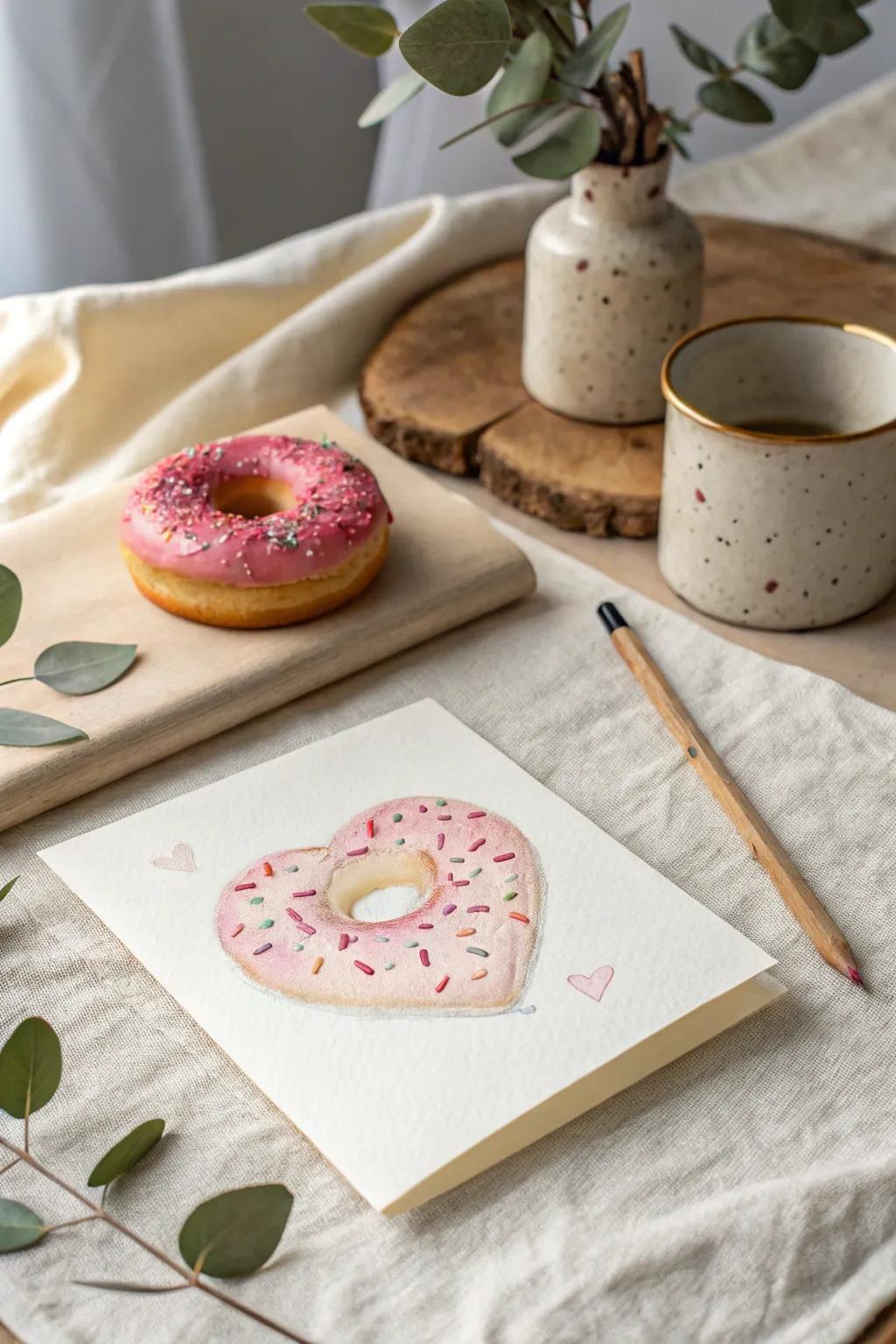 Sweeten your Valentine's Day showcasing a doughnut-inspired card that reflects their palate!