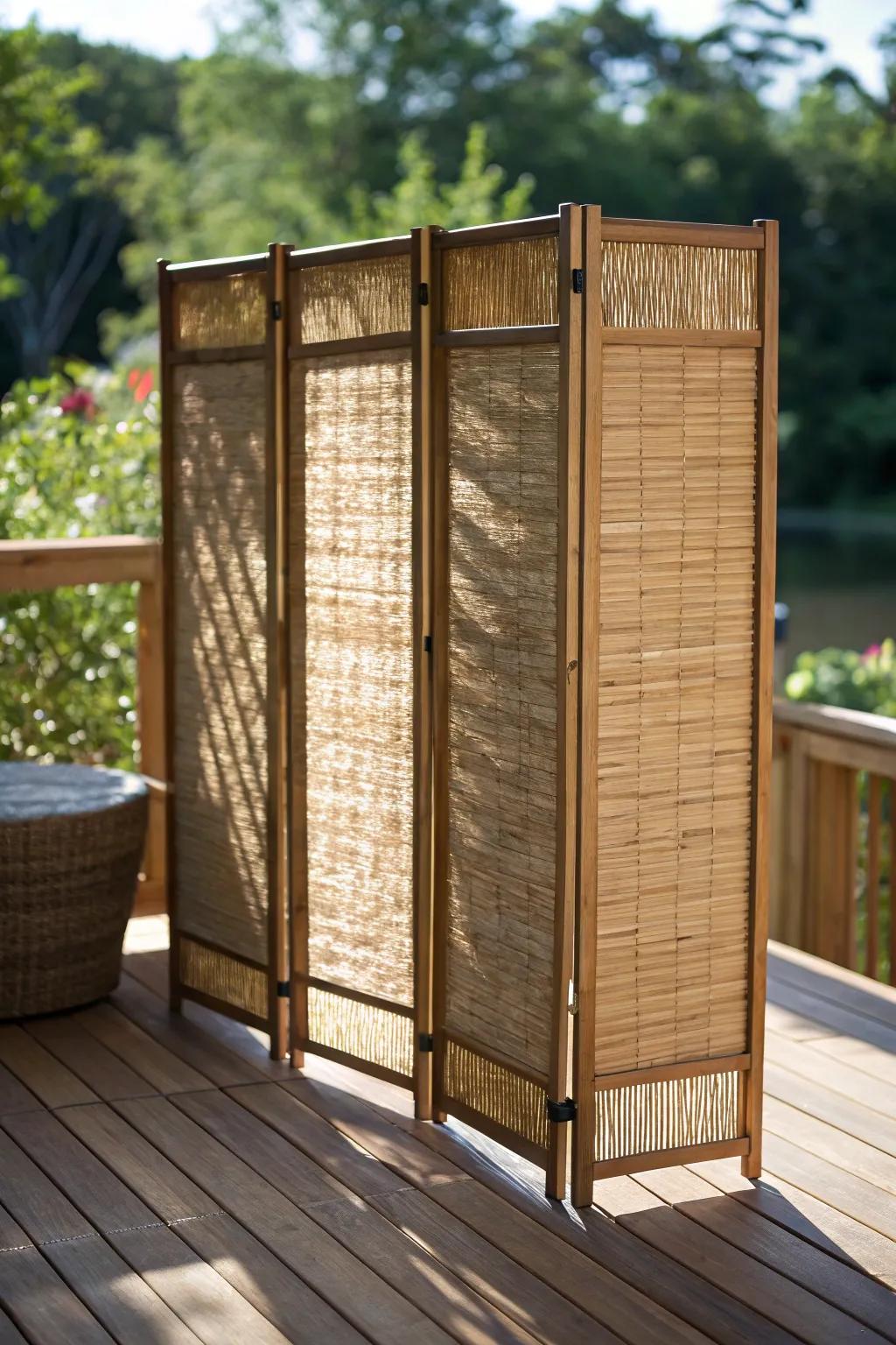 Transform your floor into a private oasis with this handcrafted bamboo privacy screen.