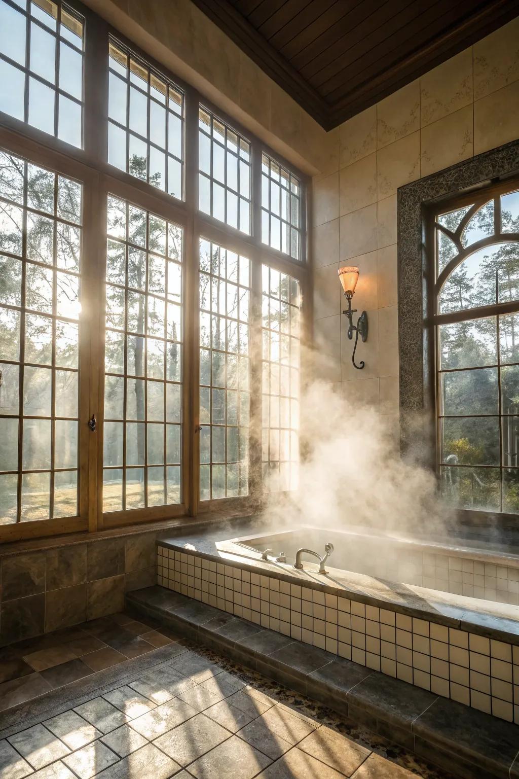 Natural radiance brings a sense of openness and vitality to your steam shower.