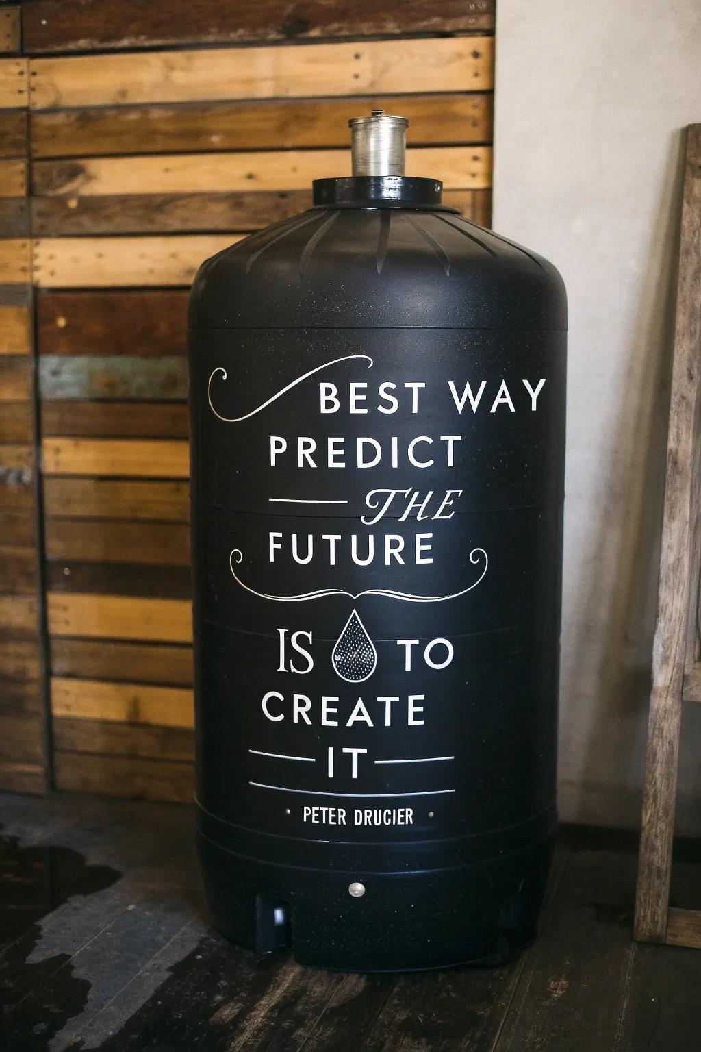 Elevate your space with inspiring words beautifully crafted on your water container.
