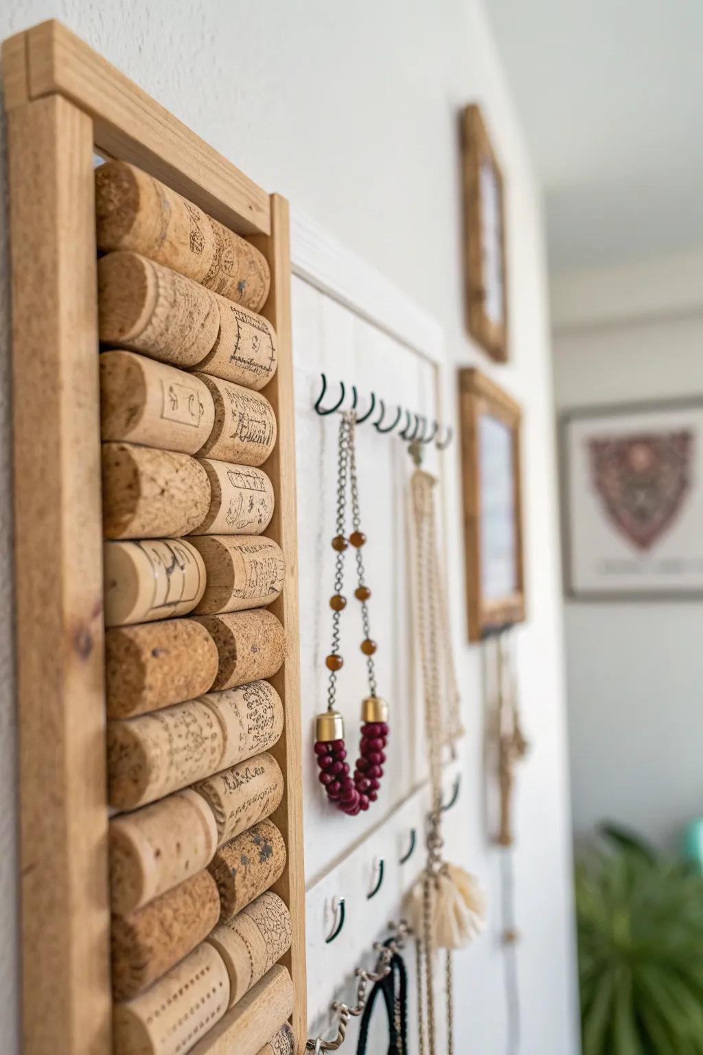 Elevate your jewelry display with this chic and sustainable cork organizer. Perfectly blends Scandinavian minimalism with boho charm!